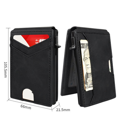 Slim RFID Wallet for Men – Pop-Up Card Holder with Money Clip & Dual ID Windows