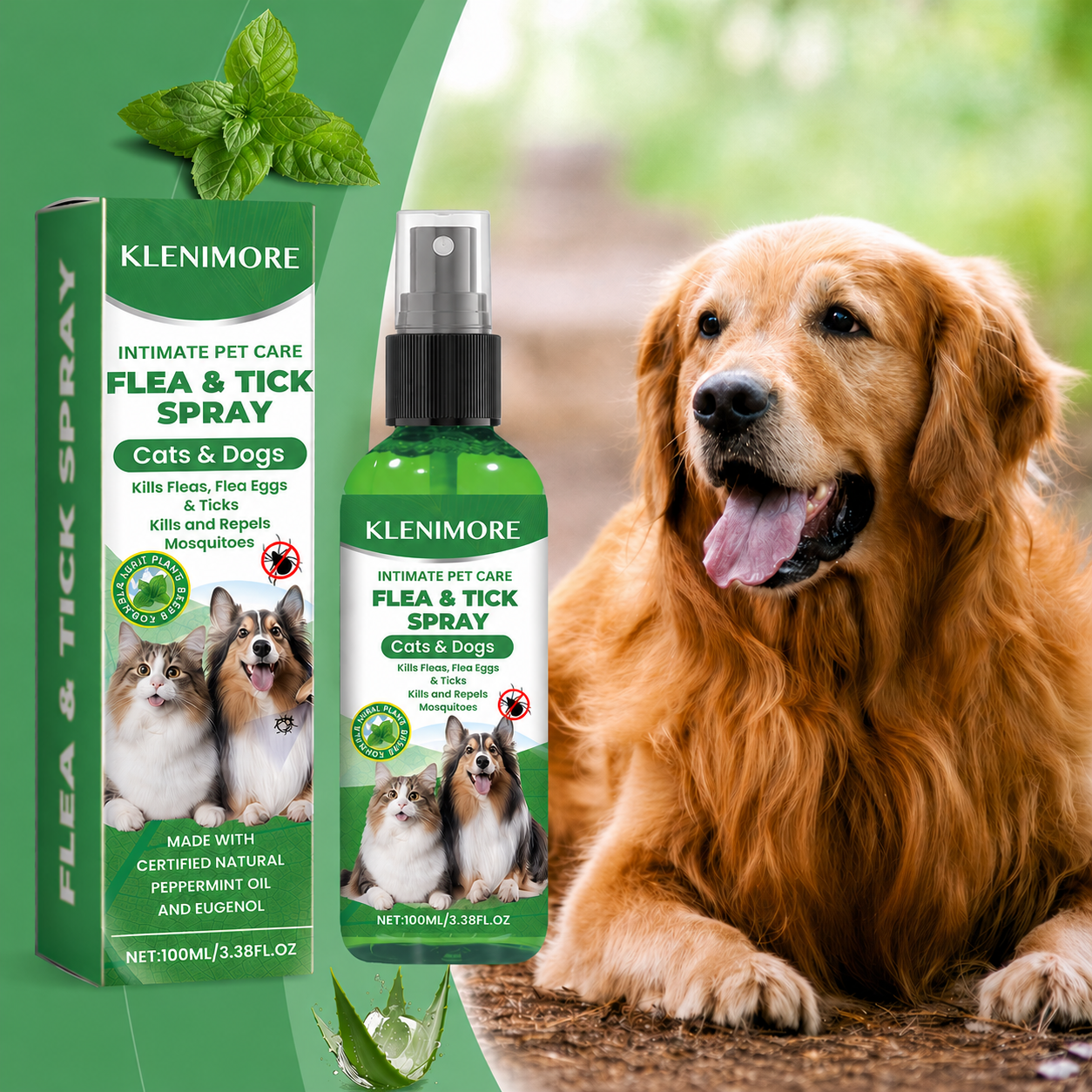 KLENIMORE™🍃Natural Flea & Tick Spray for Dogs & Cats–Helps Kill & Repel Fleas & Ticks
