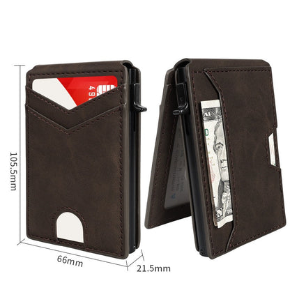 Slim RFID Wallet for Men – Pop-Up Card Holder with Money Clip & Dual ID Windows
