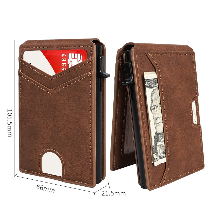 Slim RFID Wallet for Men – Pop-Up Card Holder with Money Clip & Dual ID Windows