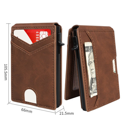 Slim RFID Wallet for Men – Pop-Up Card Holder with Money Clip & Dual ID Windows