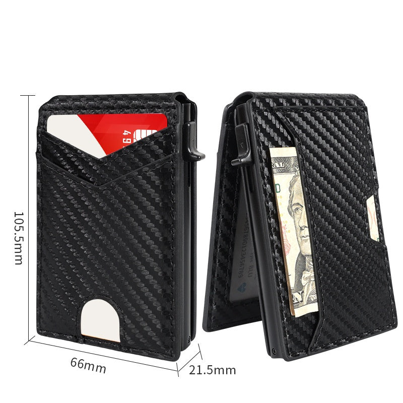 Slim RFID Wallet for Men – Pop-Up Card Holder with Money Clip & Dual ID Windows